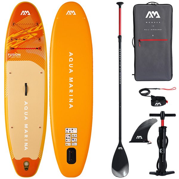 Aqua Marina Fusion 2026 SUP Board Set Vorder- und Rückseite; Allround-Shape mit Tragegriff und Ventil, geeignet für Freizeit, Training und leichte Touren